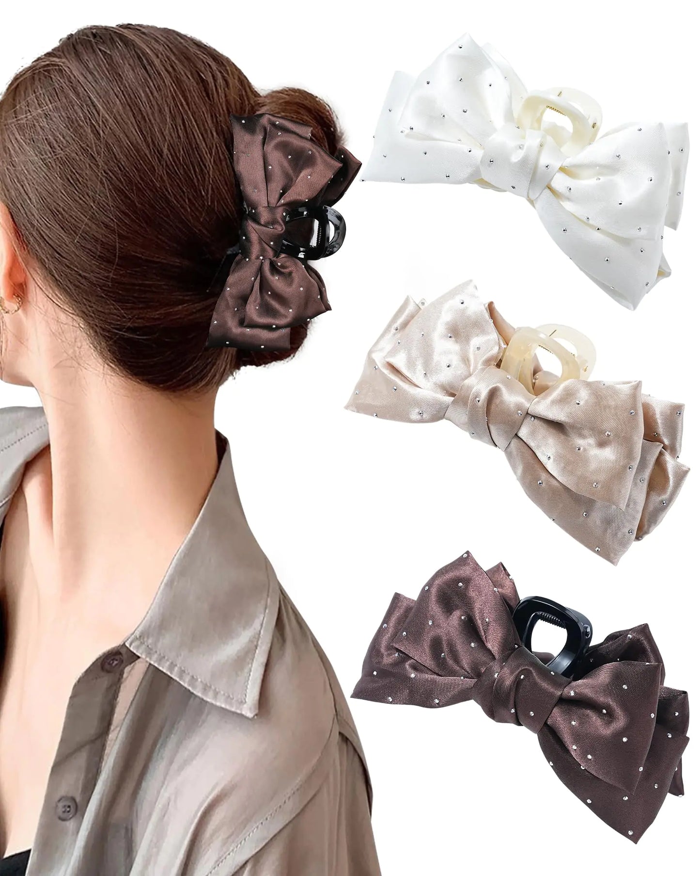 3 Pcs Bow Claw Clip