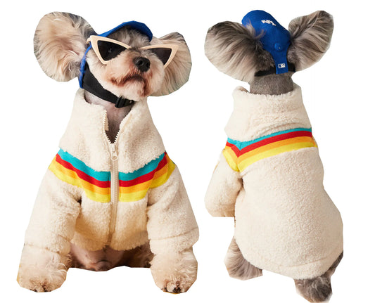 Pet Casual Fashion Lamb Wool Coat with Color Stripes